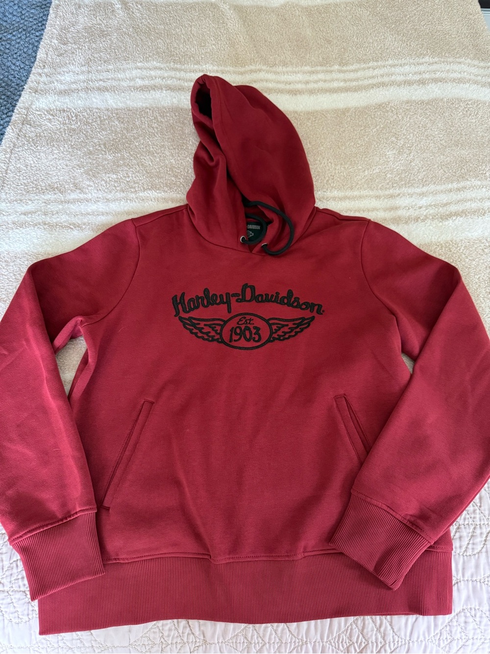 Harley-Davidson Women’s Red Crewneck Hoodie with Black Logo Size Large